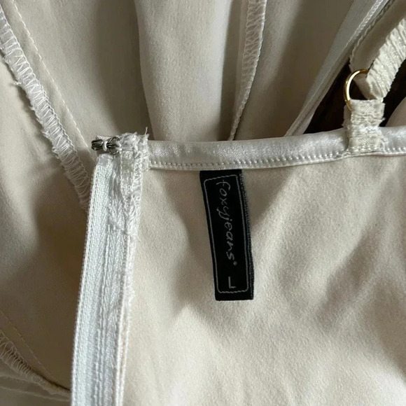 Vintage Foxy Jeans Cream Satin Corset Bustier • Sz L • Coquette Milk Maid Y2K - Picture 4 of 7